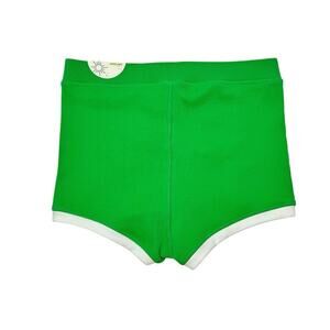 NWT Aerie Offline Green Spandex Bike Shorts Sz LG Ribbed Hi-Rise Green/White